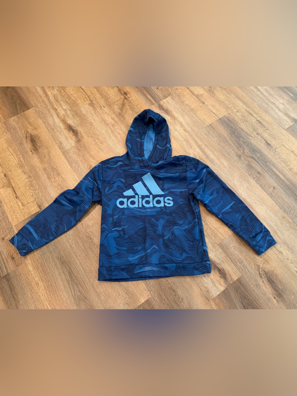 adidas Blue Camouflage Logo Hoodie for Boys XL